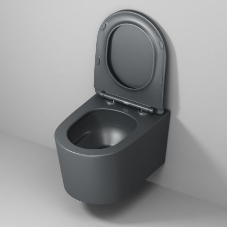 Унитаз подвесной Grossman Торнадо GR-4499GMSQ серый с сиденьем микролифт безободковый смыв торнадо