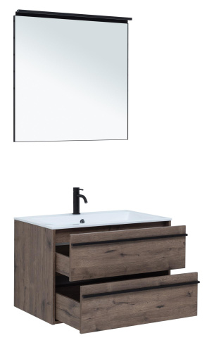 Комплект мебели: тумба с раковиной + зеркало Aquanet Lino 00271956 80х50х138,3 подвесной - фото 2