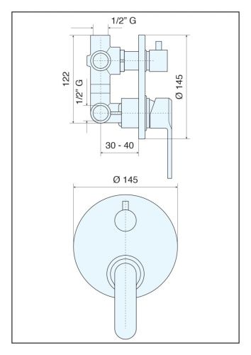 Смеситель Emmevi Nefer 77029/CR встраиваемый в стену хром - фото 2