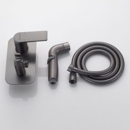 Гигиенический душ со смесителем Shevanik S4105T оружейная сталь