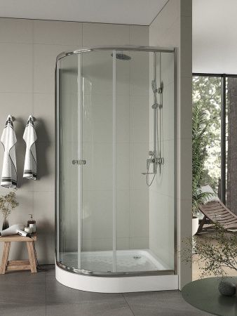 Душевой уголок Agger A01-100TCR 100х100 стекло прозрачное профиль хром с поддоном