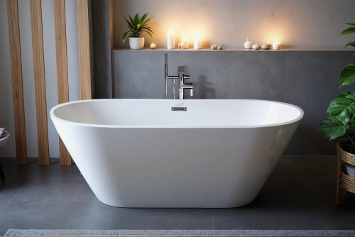 Ванна акриловая Cerutti SPA CT7390 170х75 отдельностоящая овальная - фото 2