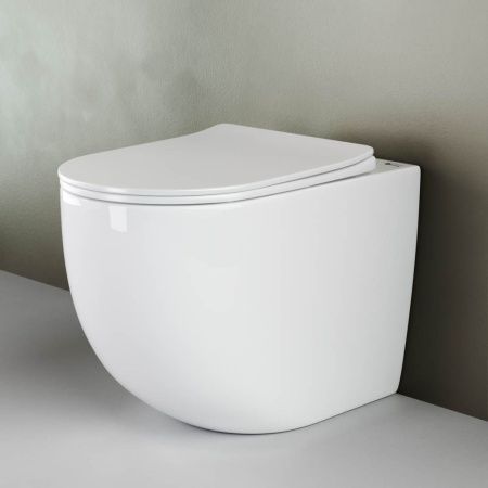 Унитаз приставной Ceramica Nova MIA CN1810 белый с сиденьем микролифт безободковый душевой смыв