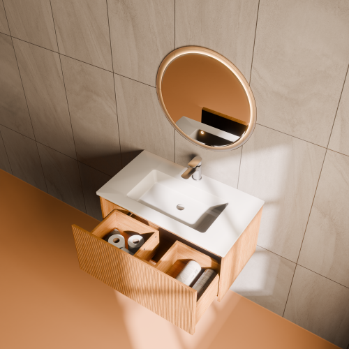 Тумба с раковиной ArtDecco Elizabeth (Элизабет) AEL08W11S100 80x45x40 подвесная цвет белый дуб - фото 3