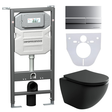 Инсталляция с кнопкой + унитаз + шумоизоляция Ceramica Nova CN4002MB_1002M_1000