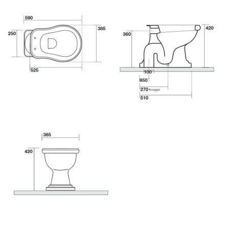 Чаша унитаза приставная Kerasan Retro 101001 цвет белый без сиденья душевой смыв