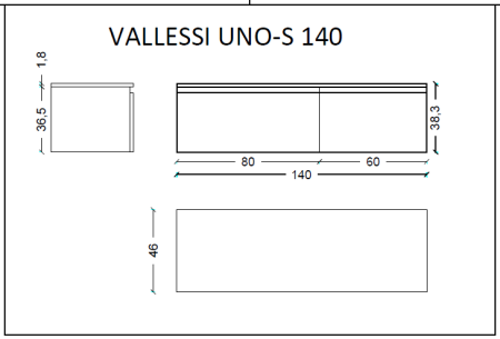 Ящик под столешницу Armadi Art Vallessi UNO-S 897-140-A glossy