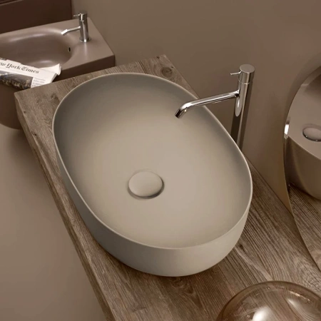 Раковина из сантехнического фарфора Kerasan Nolita 534381 60х40 накладная цвет коричневый без отверстий под смеситель