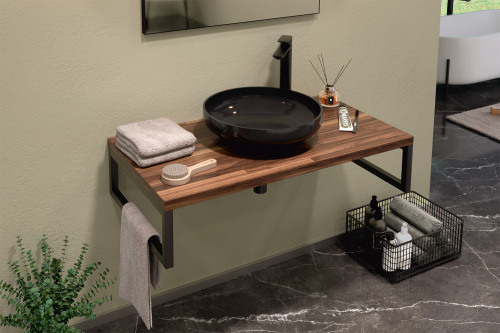 Консоль под раковину Orka Kestel 3001038 92х50х21 подвесная цвет коричневый/черный - фото 3 Консоль под раковину Orka Kestel 3001038 92х50х21 подвесная цвет коричневый/черный - фото 3