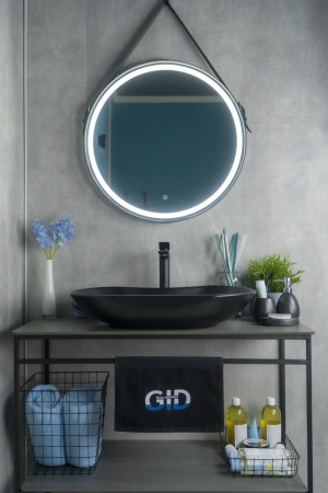 Раковина керамическая Gid Lago 53333 70х40 накладная цвет черный без отверстий под смеситель