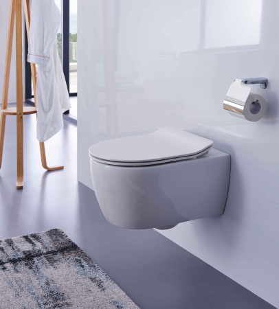 Унитаз подвесной SSWW CT2038V белый глянцевый с сиденьем микролифт безободковый душевой смыв