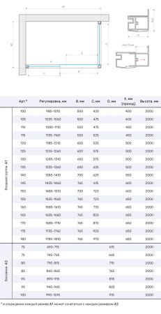Душевой уголок Vegas-Glass ZP+ZPV TUR+NOVO ZP+ZPV NOVO h2000 100*70 01 Moru 100х70 стекло рифленое профиль белый без поддона