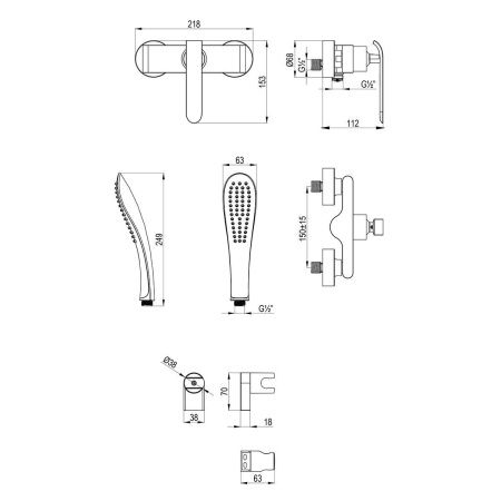 Смеситель для душа LeMark Melange LM4933CW настенный белый/хром