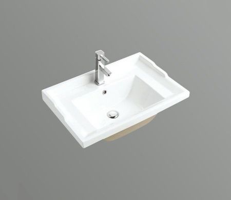 Раковина из сантехнического фаянса CeramaLux 840-70 70х50 встраиваемая цвет белый 1 отверстие под смеситель