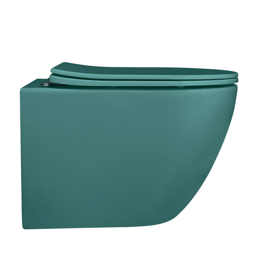 Унитаз подвесной Abber Bequem AC1101MBG зеленый матовый с сиденьем микролифт безободковый каскадный смыв - фото 5