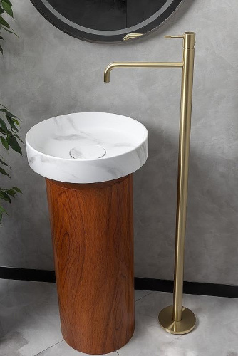 Раковина из искусственного камня Boheme Corian 801-CLCT 40х40 накладная цвет белый мрамор - фото 2