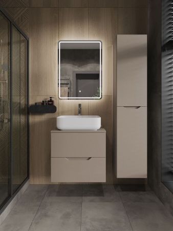 Тумба с раковиной Orange Line Li-60TuLMDF+B05-500W 60х50 подвесная цвет бежевый