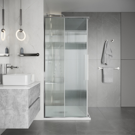 Душевой уголок Niagara Nova NG-4623-34 90х90 стекло рифленое профиль хром глянцевый без поддона