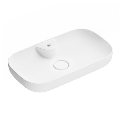 Раковина из сантехнического фарфора Wellsee Croquis 2.0 150402000 70х40 накладная цвет белый глянцевый 1 отверстие под смеситель - фото 2