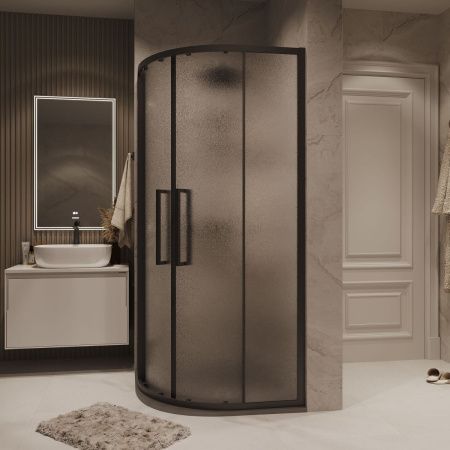 Душевой уголок Grossman Cosmo 301.K33.02.9090.21.02 90х90 стекло текстурное профиль черный без поддона