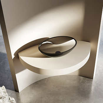 Раковина из полиэфирной смолы Vincea VBS-6T11B 50х35 накладная цвет черный прозрачный без отверстий под смеситель