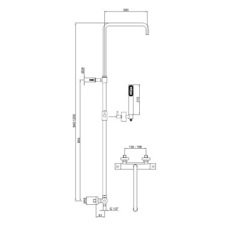 Душевая стойка Webert EL980508345 настенная цвет никель с термостатом