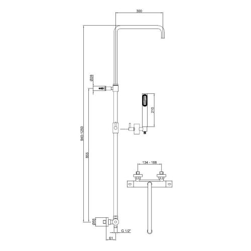 Душевая стойка Webert EL980508560 настенная цвет черный с термостатом - фото 3