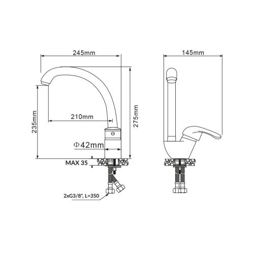 Смеситель для кухни Olisan PROFI PF1508 на мойку хром - фото 3