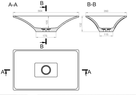 Раковина из искусственного камня Holbi SIRIUS 57 1.02.017.11.2 56х35 накладная цвет белый матовый