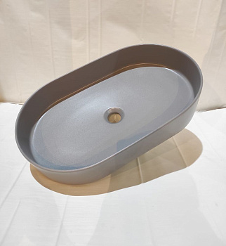 Раковина керамическая White Ceramic Blade W0527FM 60х36 накладная цвет серый матовый