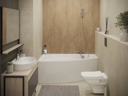 Ванна акриловая Santek Майорка XL 1WH111991 160х95 пристенная асимметричная без каркаса