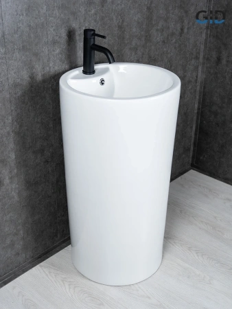 Раковина керамическая Gid Autonomo 81102 46х46 напольная цвет белый 1 отверстие под смеситель