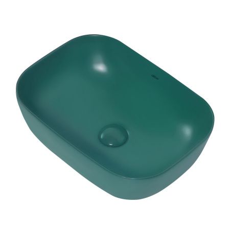 Раковина из сантехнического фаянса Abber RECHTECK AC2200MBG 50х30 накладная цвет зеленый без отверстий под смеситель