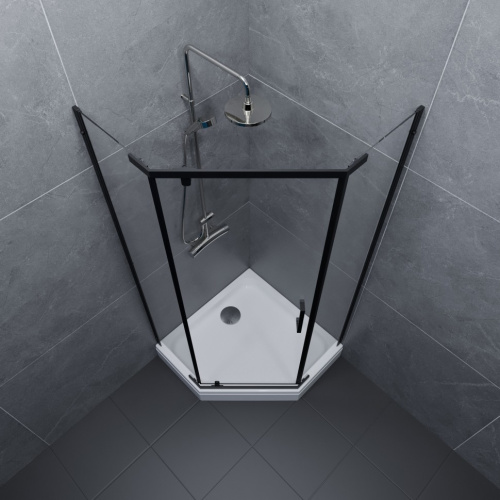 Душевой уголок Тритон Дека Щ0000059782 90х90 стекло прозрачное профиль черный с поддоном - фото 5