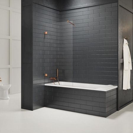 Душевая шторка на ванну New Trendy AVEXA Copper brushed EXK-3802-WP 50х150 стекло прозрачное профиль медь ориентация универсальная