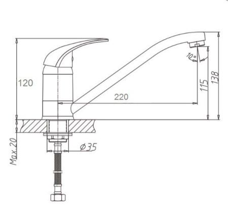Смеситель для кухни D-Lin D153410 на мойку хром