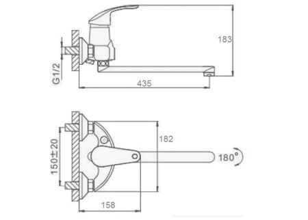 Смеситель для ванны D-Lin D149401 настенный хром