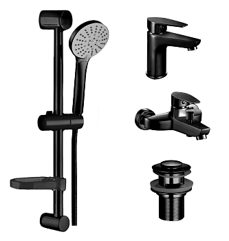 Комплект смесителей BOCH MANN IDA B BM10430 настенный/на столешницу черный