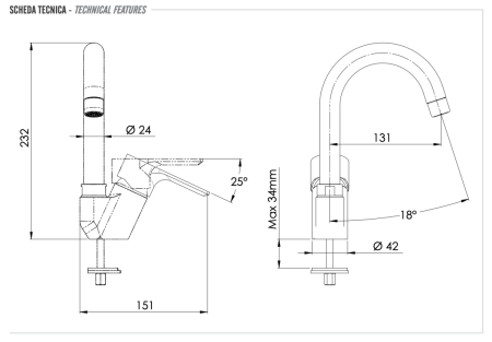 Смеситель для кухни Remer Energy EY42BC на мойку хром