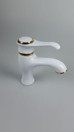 Смеситель Emmevi Tiffany 6003/BO на раковину белый/золото