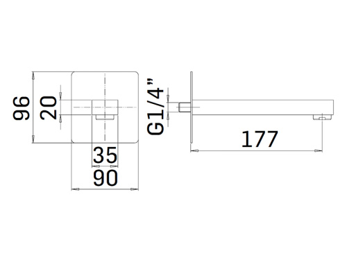 Излив для ванны Mamoli Euclide 22170000D12K настенный черный матовый - фото 2