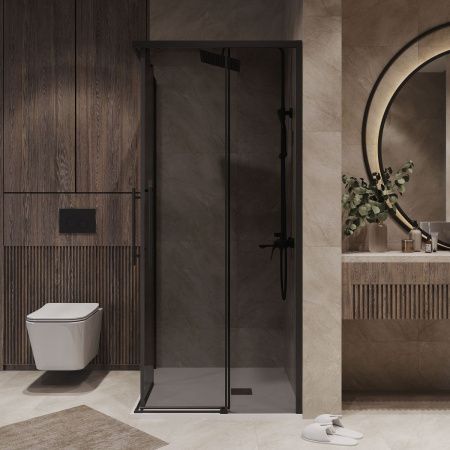 Душевой уголок Niagara Nova NG-2828-34BLACK 80х80 стекло тонированное профиль черный без поддона