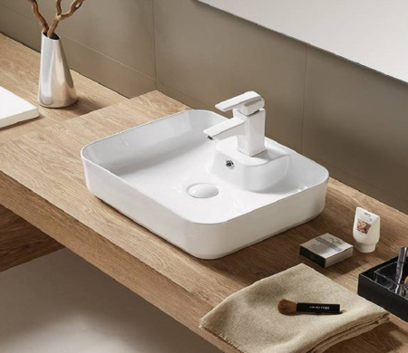 Раковина из санфаянса CeramaLux 9445 52х40 накладная цвет белый 1 отверстие под смеситель