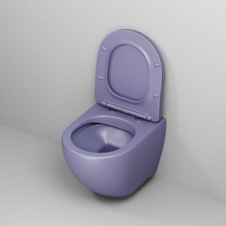 Унитаз подвесной Grossman Color GR-4455LIMS фиолетовый с сиденьем безободковый каскадный смыв