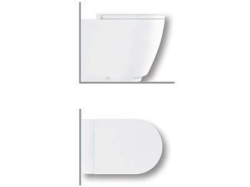 Чаша унитаза приставная Hatria FUSION A0Y1ZA25 цвет белый матовый без сиденья безободковая душевой смыв