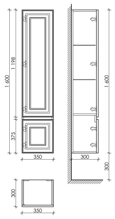 Шкаф-пенал Sancos Very PVR35LW 35х30х160 подвесной цвет белый