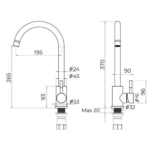 Смеситель для кухни Knotlor STREAMLINE SS-01 на мойку нержавеющая сталь - фото 3