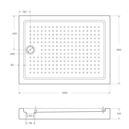 Душевой поддон акриловый Cezares TRAY-A-AH-120/90-15-W0 120х90 белый с ножками