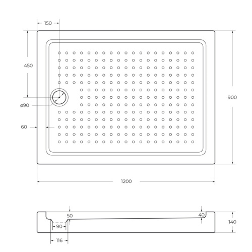 Душевой поддон Cezares TRAY-A-AH-120/90-15-W0 120х90 акрил белый - фото 2