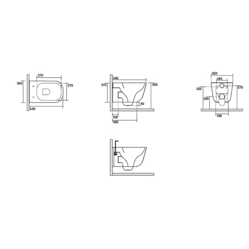 Чаша унитаза подвесная Kerasan Tribeca 511430 цвет белый матовый без сиденья безободковая каскадный смыв - фото 2